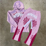 Spider Web Print Hoodie & Trousers Set